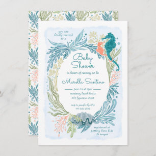 Convite Sob o Mar Ondas do Oceano Ondas Menina do Cavalo-d