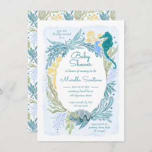 Convite Sob o Mar Ondas do Oceano Ondas O Bebê-Cavalo