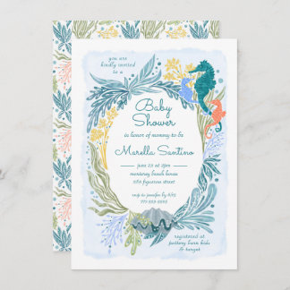 Convite Sob o Mar Ondas Ondas do Mar Garota Gêmeos do Cava