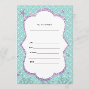 Convite Sob O Mar Preenchimento Roxo Turquesa
