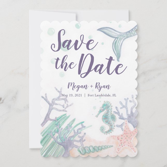 Convite Sob o mar Salve as Datas (Frente)