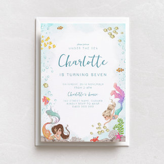 Convite Sob o Mar, Sereia Aniversário