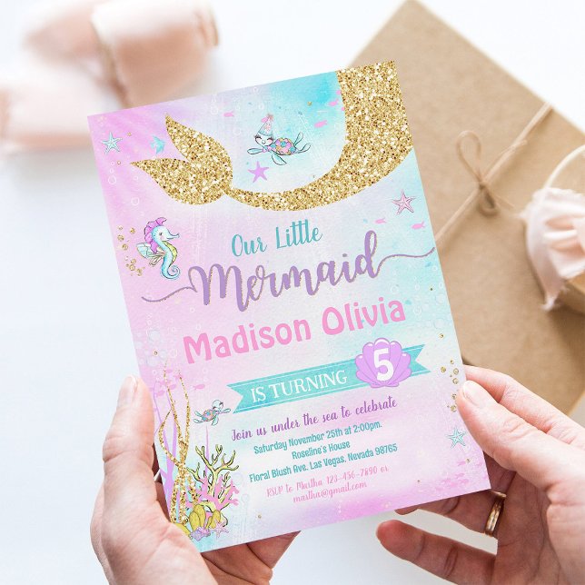 Convite Sob o mar Sereia Aniversário (Criador carregado)