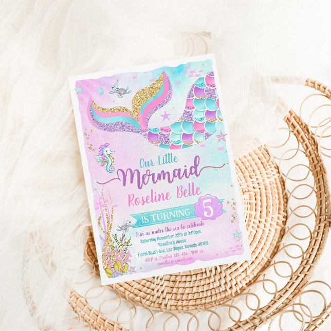 Convite Sob o mar Sereia Aniversário (Criador carregado)