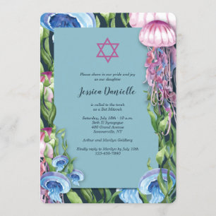 Convite Sob O Mar Watercolor Bat Mitzvah