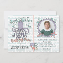 Convite Sob o naipe de Festa de aniversário de polvo marin