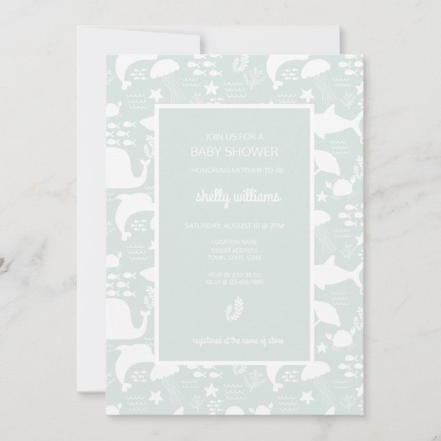 Convite Sob O Padrão De Amigos Do Mar (Frente)