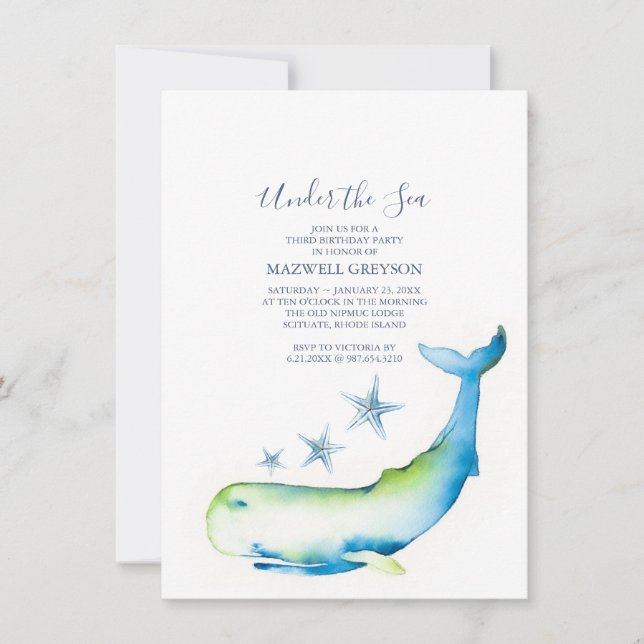 Convite Sob o Partido aniversário de 3 anos do Mar (Frente)