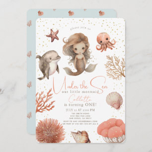 Convite Sob o primeiro aniversario de Sereia do Mar