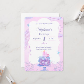 Convite Sob o tema Oceano 7 da Garota de Aniversário do Ma