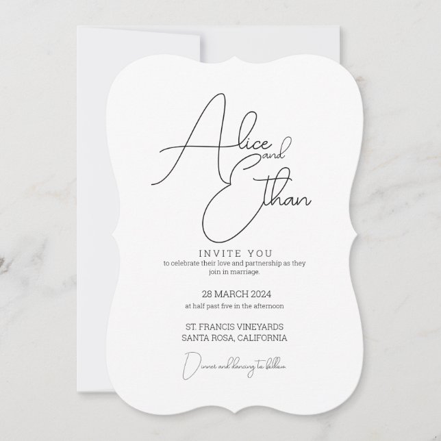 Convite Sober and Elegant Wedding invitation (Frente)
