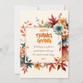 Convite Sober Thanksgiving Cards with Fall Flowers