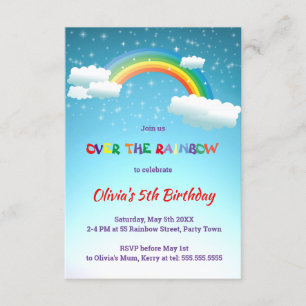 Convite Sobre a festa de aniversário do arco-íris