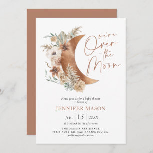 Convite Sobre a Lua Boho Chá de fraldas Neutro