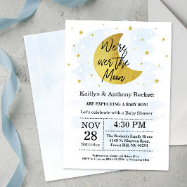 Convite Sobre A Lua | Chá de fraldas para rapazes