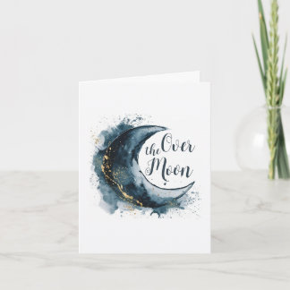 Convite Sobre a Lua Dourada Estrelas Chá de fraldas Azul