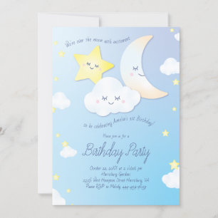 Convite Sobre a Lua e a Festa de aniversário das Estrelas