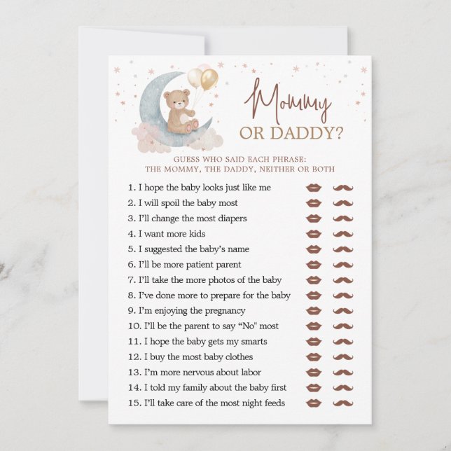 Convite Sobre A Mamãe Da Lua Ou A Placa De Jogo Do Pai (Frente)