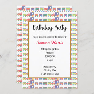 Convite Sobre Comboios Aniversário