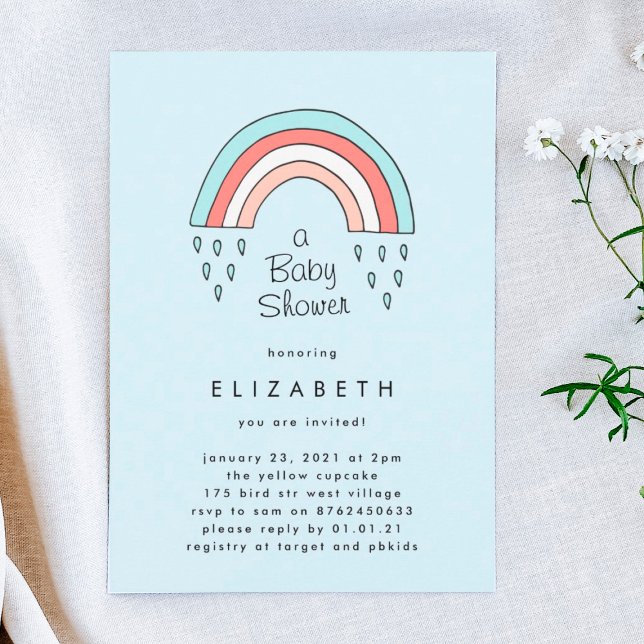 Convite Sobre o Chá de fraldas azul do Rainbow Boy (Criador carregado)