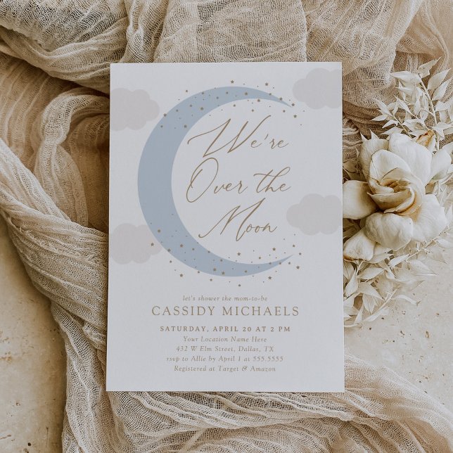 Convite Sobre o Chá de fraldas da Lua Azul (Criador carregado)