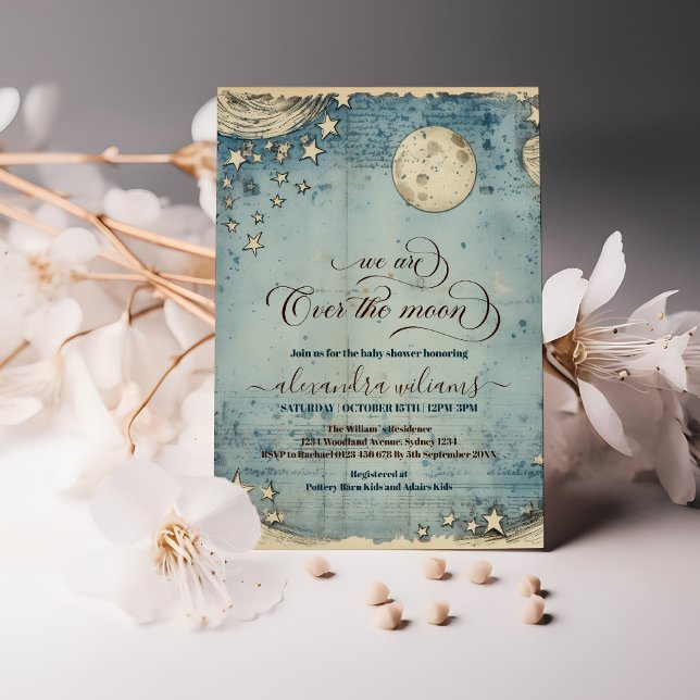 Convite Sobre o Chá de fraldas da Lua Azul (Criador carregado)