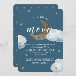 Convite Sobre o Chá de fraldas da meia-noite azul de viage