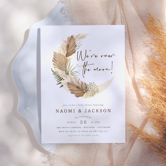 Convite Sobre O Chá de fraldas De Casais Boho Pampas (Criador carregado)
