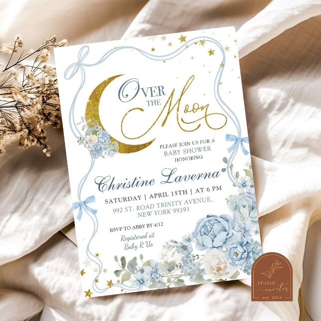 Convite Sobre O Chá de fraldas De Hydrangea Arco Azul Da L (Criador carregado)