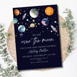 Convite Sobre O Chá de fraldas Moon Boy Conite, Galáxia Es