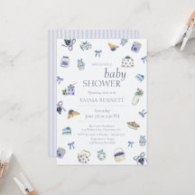 Sobremesa de Mirtilo Chá de Bebê Aquarela