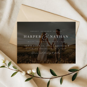 Convite Sobreposição de Foto Boho Elegante Código QR RSVP