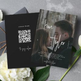 Convite Sobreposição de foto código QR RSVP nomes roteiro