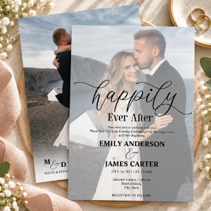 Convite Sobreposição de Foto de Casamento Feliz para Sempr