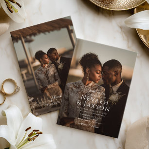 Convite Sobreposição de Foto de Casamento Moderna e Elegan