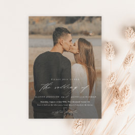 Convite Sobreposição de Foto de Letra Elegante 2 Casamento