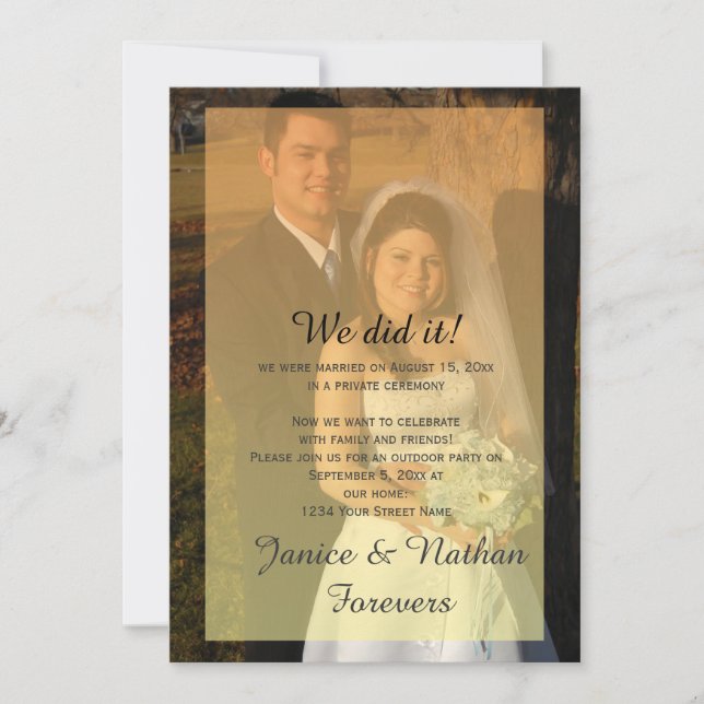 Convite Sobreposição de foto de recepção apenas com gradie (Frente)