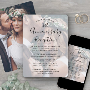 Convite Sobreposição de foto para recepção de casamento do