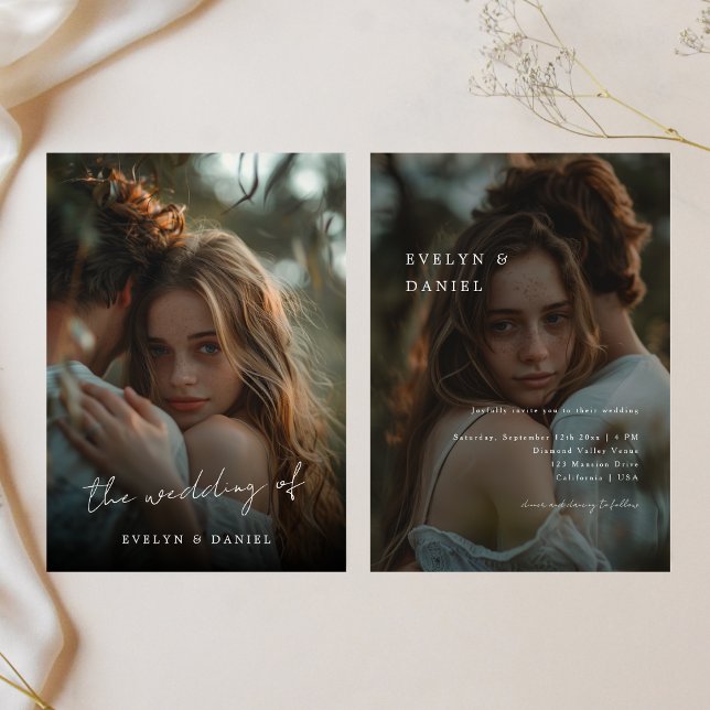 Convite Sobreposição de Fotografias de Casamento Moderno E (Criador carregado)