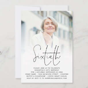 Convite Sobreposição de Fotos de Script Elegante 60º anive
