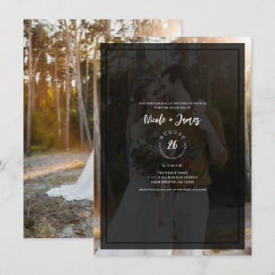 Convite Sobreposição de Tinta de Foto Escura Casamento Min