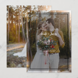 Convite Sobreposição de Tom Escuro para Fotos 3 Casamento