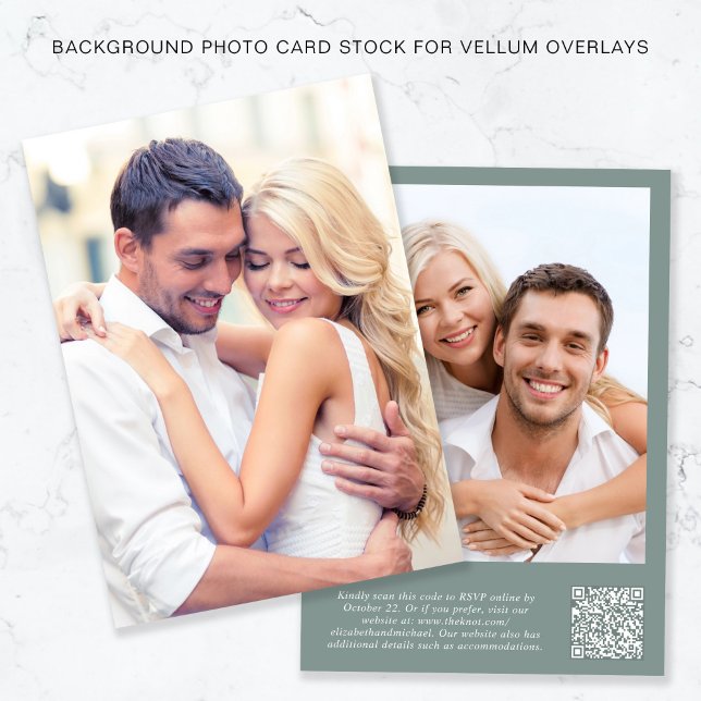 Convite Sobreposição de Vellum Verde do Sage do Código QR  (Criador carregado)