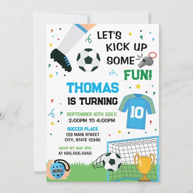 Convite Soccer Birthday boy Invitation (Frente)