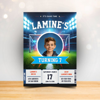 Convite Soccer Birthday Football Party Photo Card