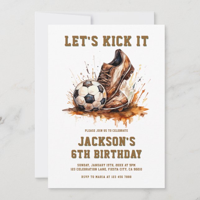 Convite Soccer Football Birthday Invitation (Frente)
