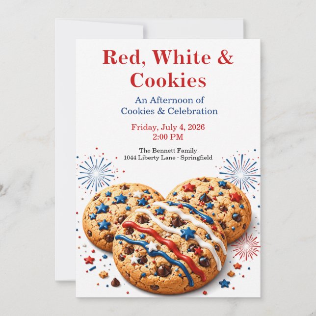 Convite Social de Biscoitos do Dia 4 de Julho Patr (Frente)