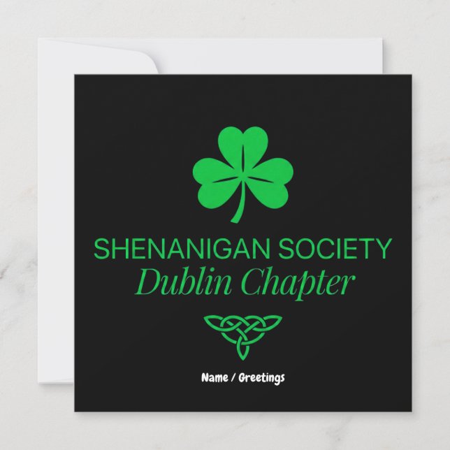 Convite Sociedade Shenanigan Capítulo Dublin Patrimônio Vi (Frente)