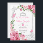Convite Socorro, Pink Quinceañera Crown Butterfly 15 Anos<br><div class="desc">Pink Quinceañera Silver Crown Butterfly Mexicana Convite Mis Quince 15 Anos,  16º Aniversário, </div>