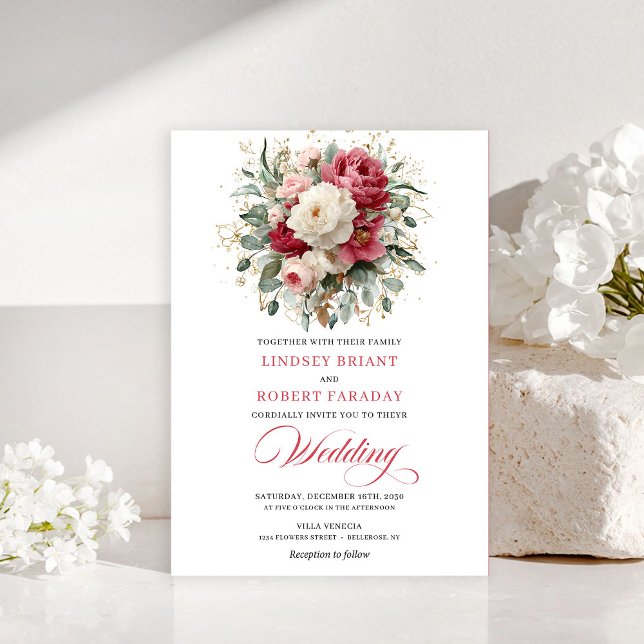 Convite Sofisticado Boêmio Bege Branco com Verdura (Sophisticated Bohemian Blush White Greenery Invitation)